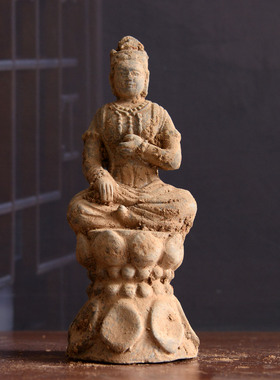 唐代莲花坐佛摆件佛龛收藏艺术品