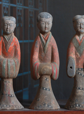 汉代彩绘陶俑人物胖妞仕女酒店