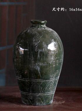 汉绿釉三足鼎粮仓梅萍桌面摆件