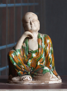 唐三彩十八罗汉摆件禅意文物复刻