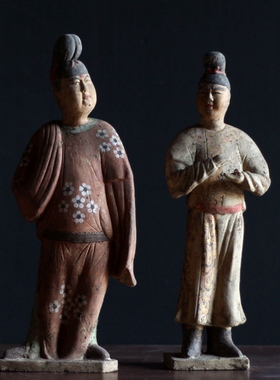 仿古彩绘陶俑摆件古董收藏