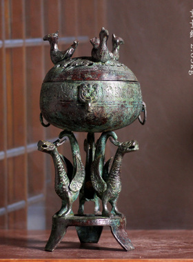 仿古青铜器方型铜樽储酒尊