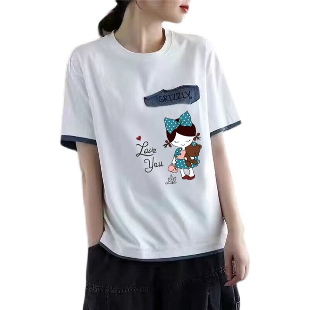 Pure cotton women's casual T-shirt summer loose slim top