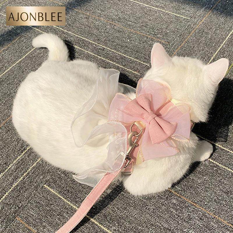 猫咪背心式牵引绳防挣脱外出专用高颜值蝴蝶结珍珠胸背带宠物用品,淘宝优惠券,粉丝福利购,淘宝优惠卷