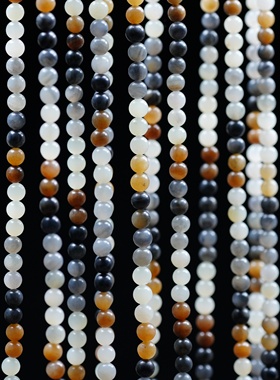 小桥流水人家。新疆楼兰三色和田玉多宝柔光6毫米108颗多圈手项链