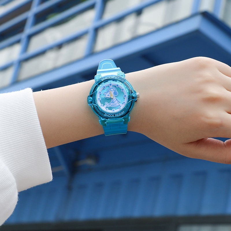 snoopy女可爱防水指针式透明手表 snoopy手表国产腕表