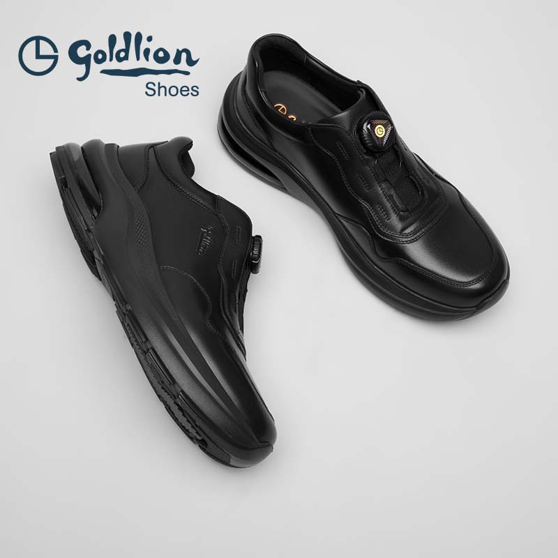 金利来男鞋官方正品秋季新款休闲男士真皮透气舒适气垫纽扣运动鞋 - 图2