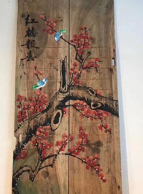 风化木板画手绘漆画复古实木挂画