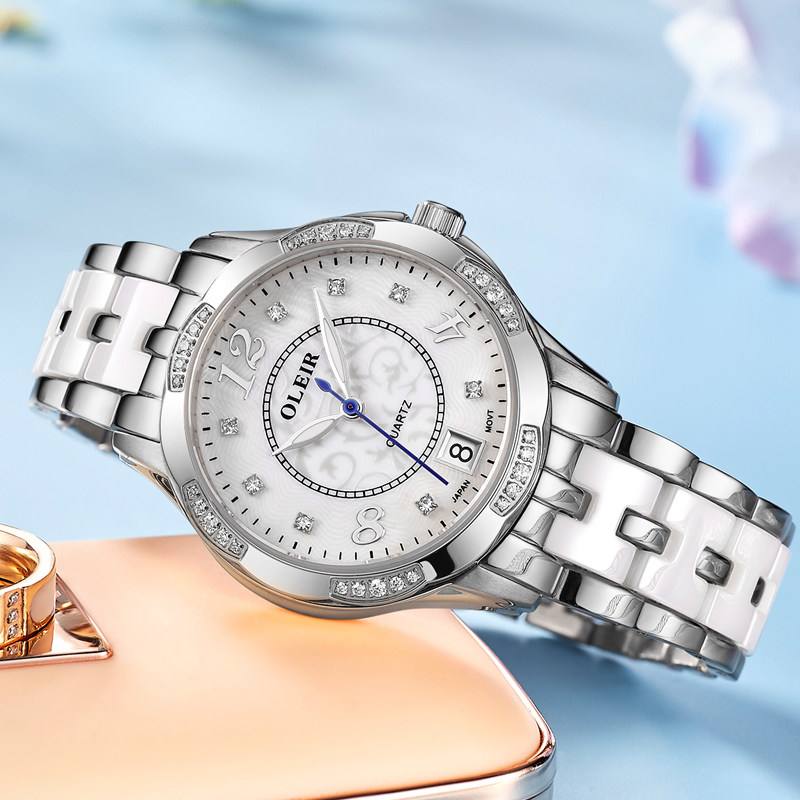 女正品表陶瓷表女款钢带简约女表 欧雷亚国产腕表