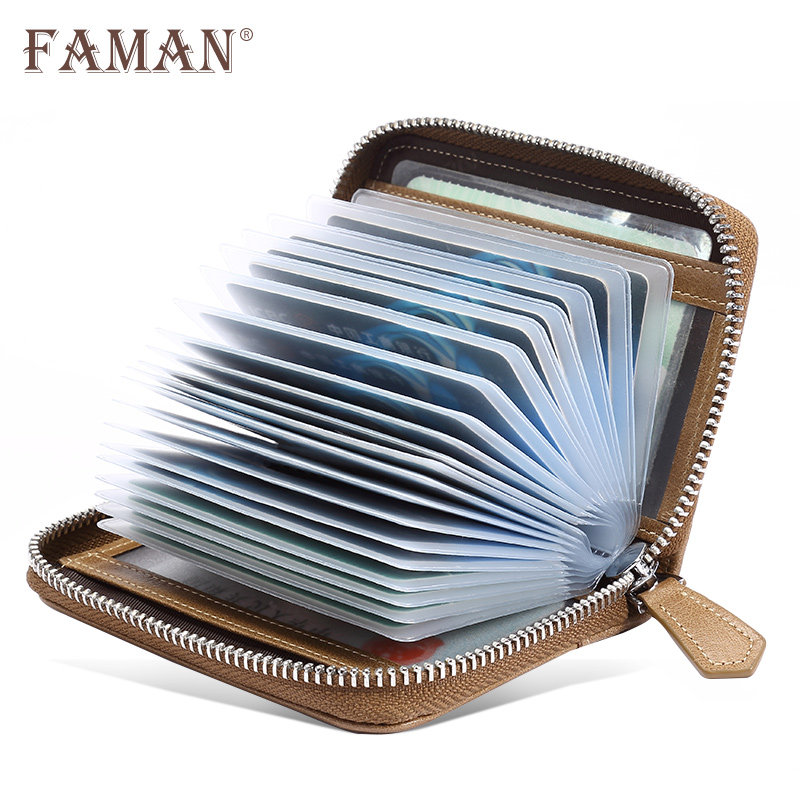faman拉链男士真皮多卡位小零钱包 faman卡包