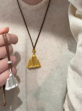 金山银山拉丝长款皮绳项链女款2026新款高级感轻奢小众气质毛衣链