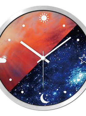 摩门挂钟客厅创意星空卧室静音现代时尚挂墙时钟石英钟表挂表圆形