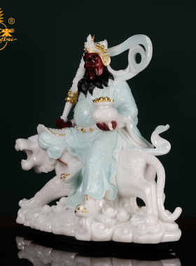 武财神赵公明汉白玉神像