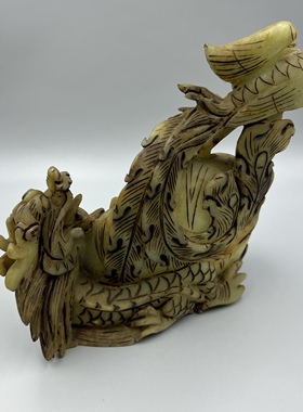 老物件创汇时期古董古玩收藏品玉石龙凤摆件装饰品