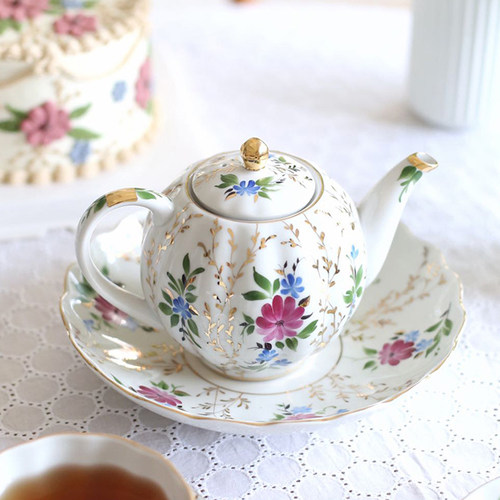 现货俄罗斯皇家Lomonosov草之祝愿红茶咖啡杯碟茶壶爱的迫降同款 - 图0