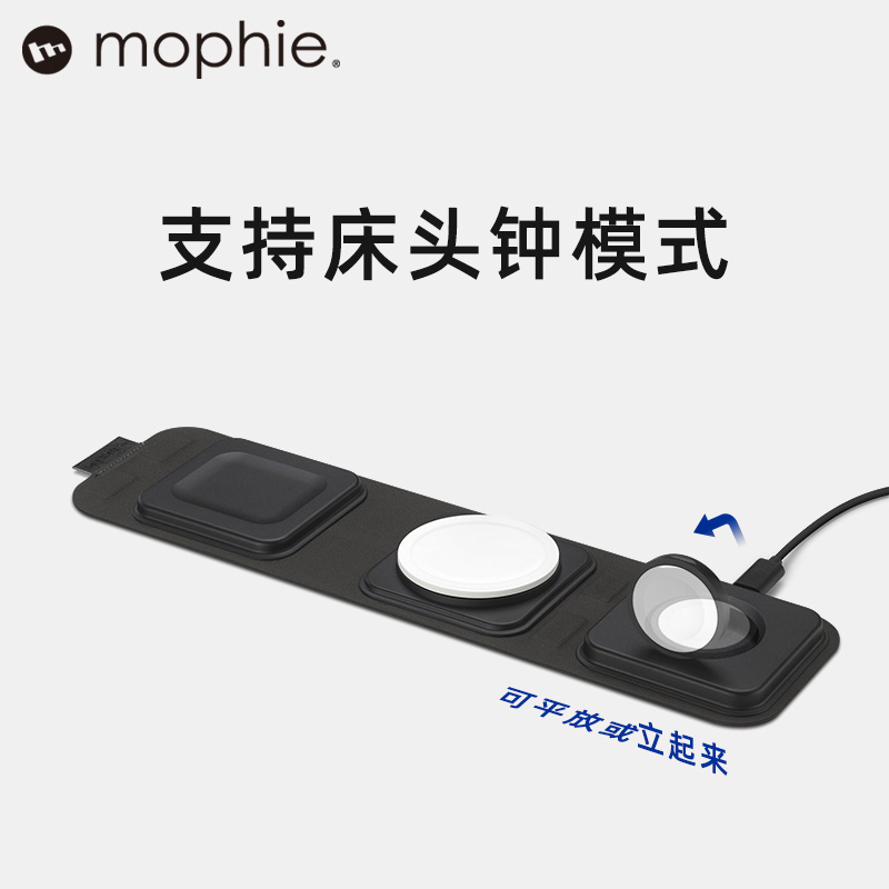 mophie适用苹果15pro三合一无线充电器iPhone14max13手机手表iwatch耳机magsafe磁吸applewatch充电底座折叠-图2