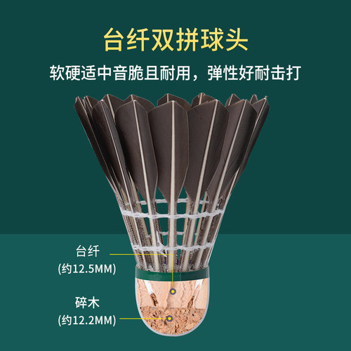 尤迪曼正品羽毛球套装耐打耐用稳定12只装黑鹅毛室内外训练打不烂 - 图1