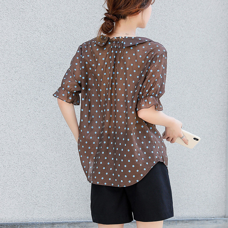 波点女喇叭袖2020夏新款显瘦衬衫 碧沁伊人衬衫