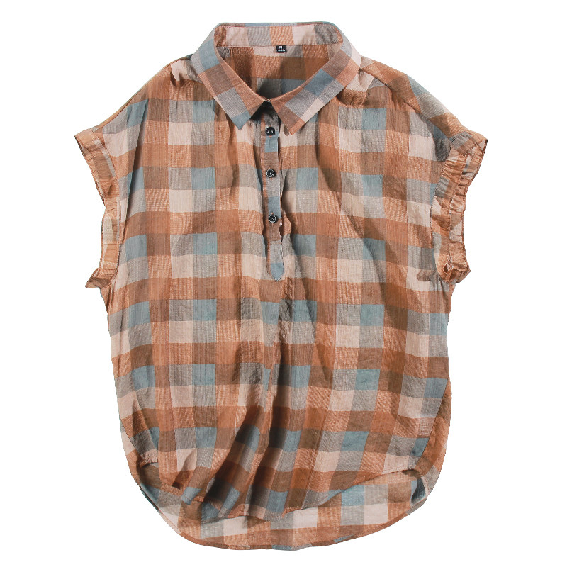 格子女半袖2020夏季新款宽松衬衫 碧沁伊人衬衫