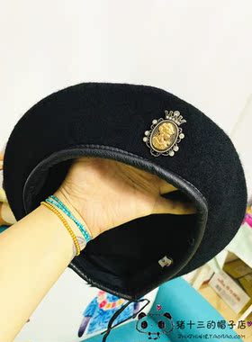 网红羊毛英皇徽章休闲风时装帽