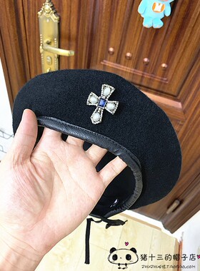 贝雷帽网红羊毛徽章时装帽