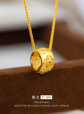 2026女士复古黄金色轻奢金刚杵路路通项链法式宫廷风吊坠锁骨链女