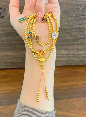 2025新款新中式沙金念珠上上签流苏项链女式朝珠多圈高级感毛衣链