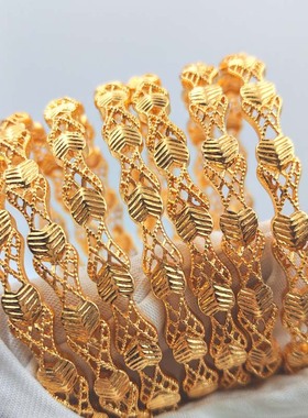 2025女款设计感手镯跨境热销全金手镯Fashion Women Gold Jewelry