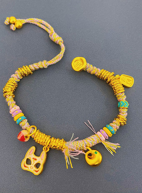 2026古法编绳面具盘缠手链多巴胺高级百搭时尚国风手串送闺蜜女友