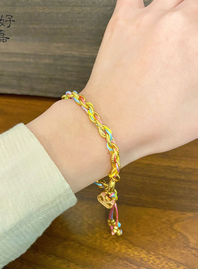 2026新款中式彩色手绳面具手链手工编织小众设计师款甜美手串女