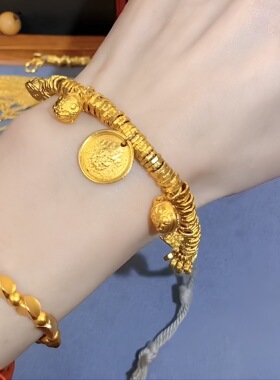 2026越南沙金黄财神吞金兽盘缠手链女平安喜乐编绳可调节手串手饰