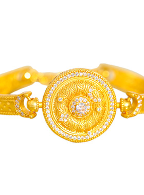 2026女款沙金镶钻吉祥八宝花窗罗盘表带手链新中式高级感手环手镯