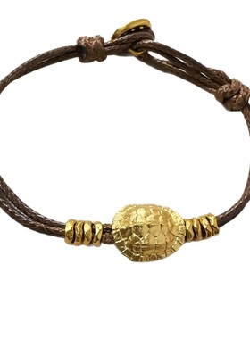 金店同款沙金黄财神富甲一方手链女盘缠手绳手工编织时尚龟壳手串