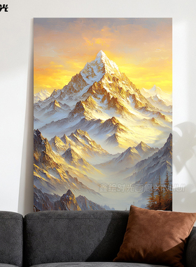 日照金山纯手绘油画玄关过道挂画