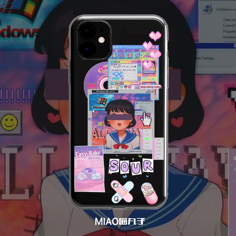原创像素少女甜酷适用iphone12pro苹果11华为nova5p30手机壳透明-图0
