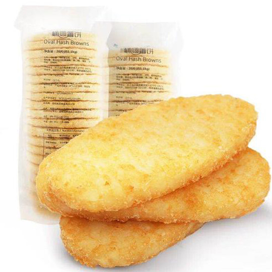 整箱蓝顿旭美F102凯达椭圆薯饼半成品油炸薯饼早餐香脆薯饼商用