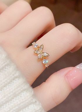 东大门轻奢镶钻蝴蝶指环