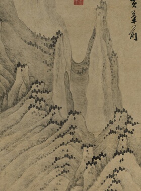 清龚贤山家黄叶图水墨工笔立轴