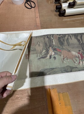 赵孟頫浴马图仿古马兽国画高清字画复制品厚宣纸长卷临摹装饰贴画