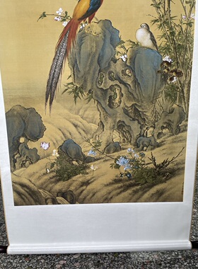 仿古字画复制画芯名家画郎世宁-锦春图绢本艺术微喷名家复制画
