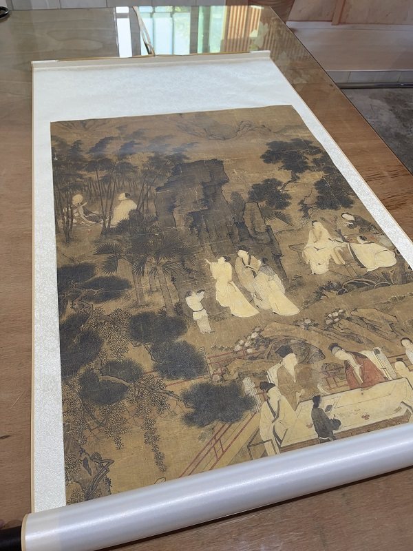 明 仇英 西园雅集图 文人装饰画工笔人物国画名家仿古画微喷挂轴