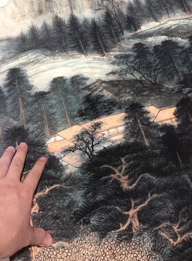 国画条幅张大千作品真迹宣纸微喷复制品峨眉接引殿 挂轴装裱
