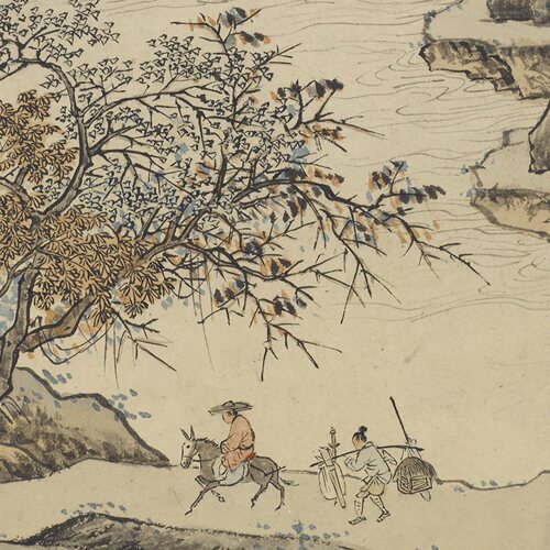 明 仇英 摹李晞重江叠嶂图 名家山水画真迹长卷微喷复制品学习 - 图3