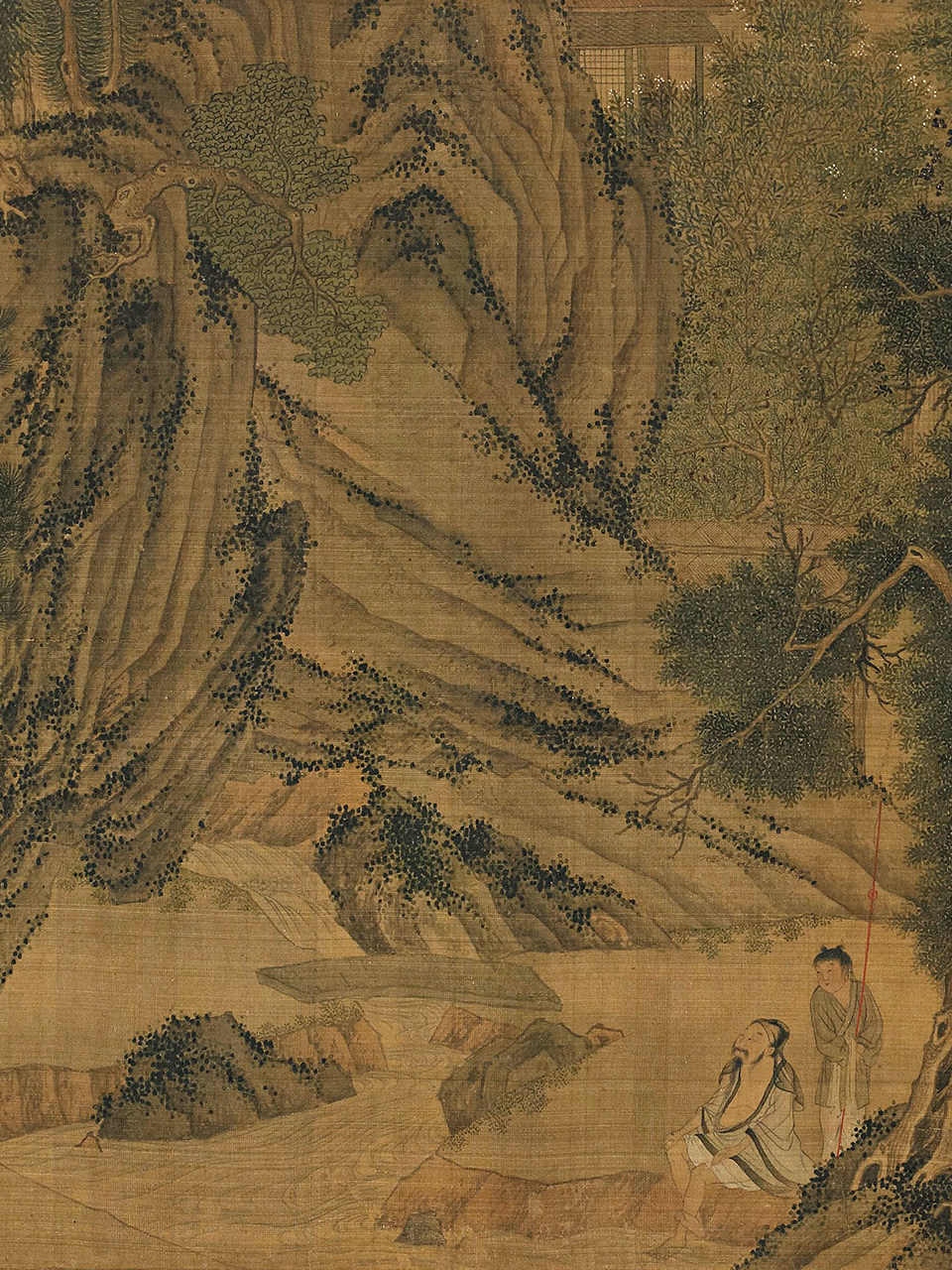宋代复古新款怀旧李从训人物故事图乐志论长卷青绿山水工笔画稿装