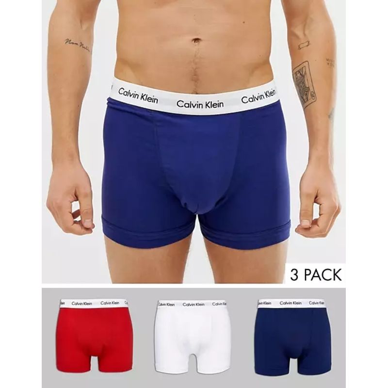 CK内裤男平角裤家居裤舒适四角棉质微弹透气3条装Calvin Klein - 图0