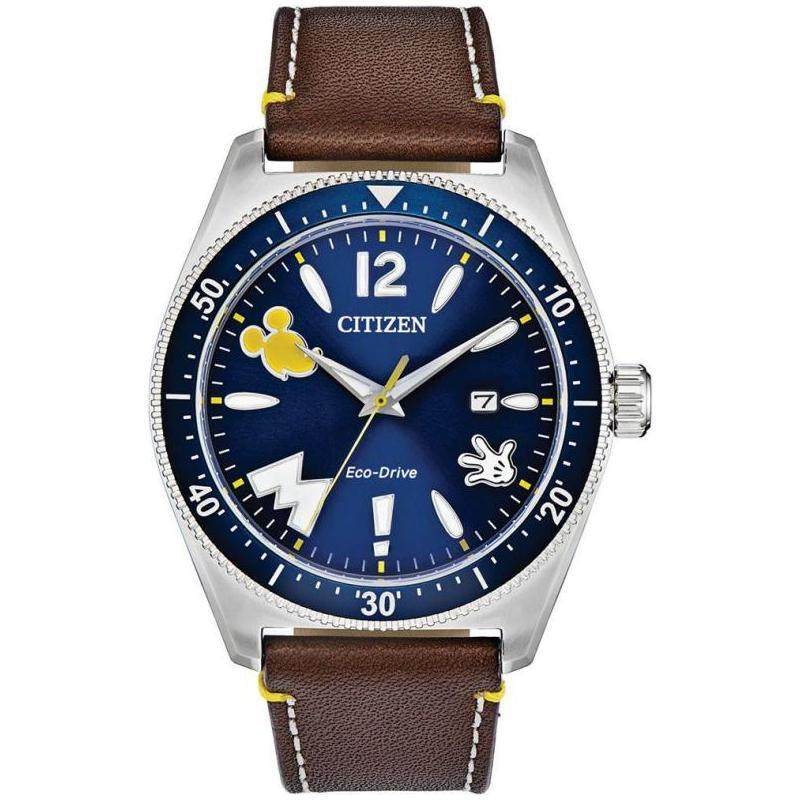 西铁城男手表Citizen光动能米奇皮带不锈钢礼物腕表AW1599-00W