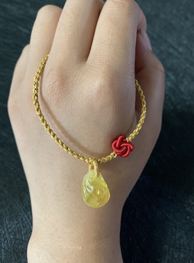 cs幻彩金线编脚链细手工编织蜜蜡