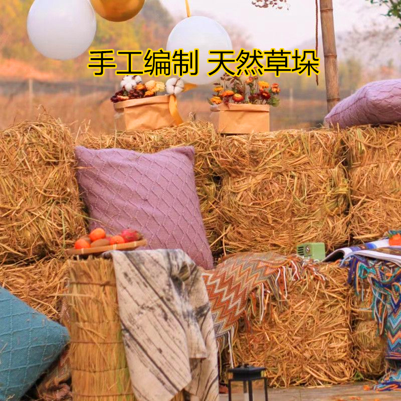 稻草垛子 草垛装饰 草垛凳子干稻草道具圆形方形草垛拍摄道具草墩 - 图2