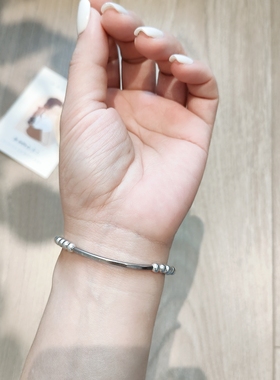 S925纯银简约手链笑脸铃铛纯珠子手串时尚简约送闺蜜饰品礼物