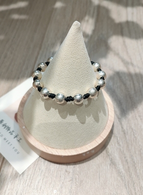 韩版S925纯银渐变圆珠手链女生简约森系光珠手饰小众设计银饰礼物